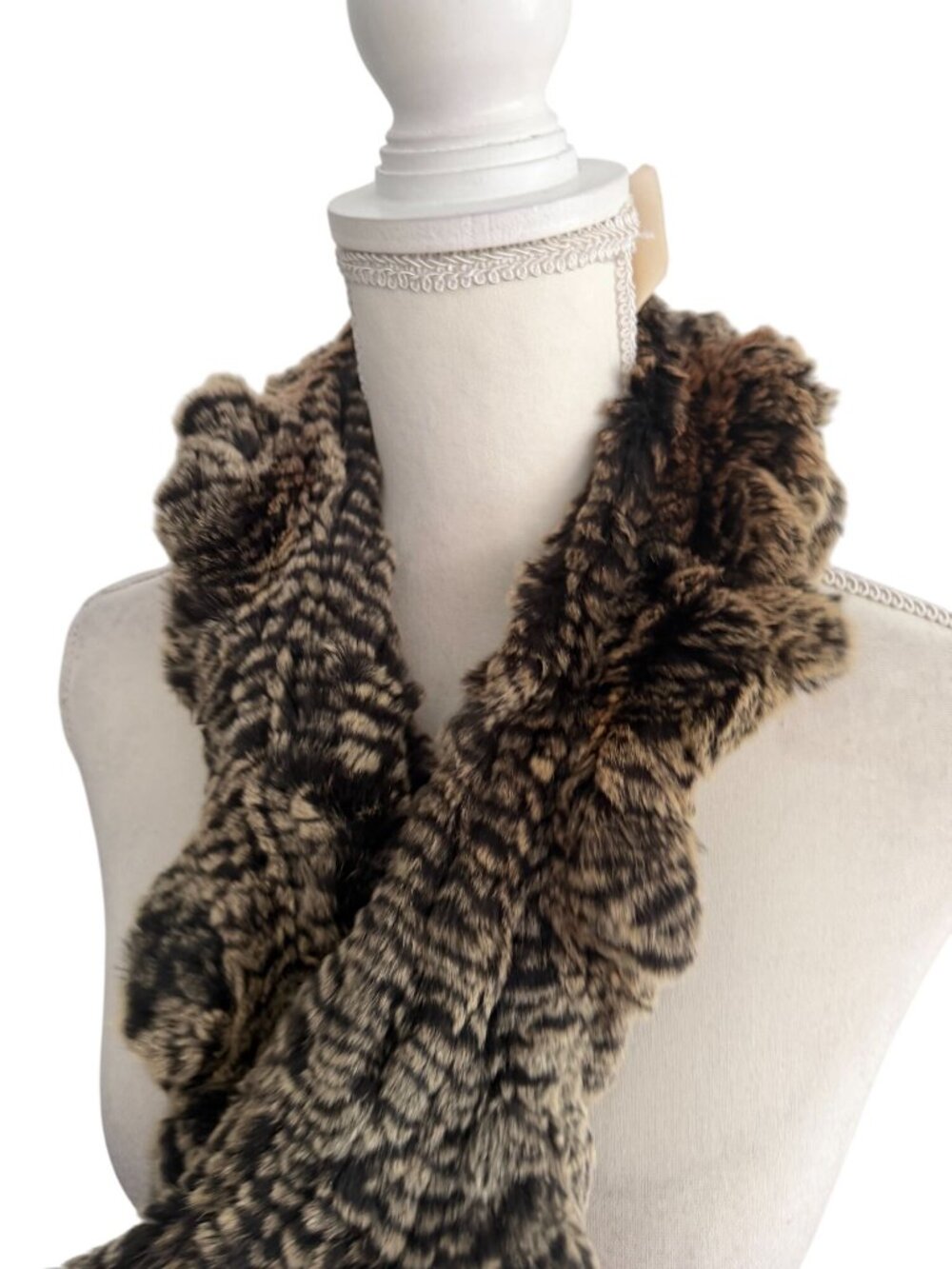 BASLER Dark Brown Rabbit Fur Scarf Womens - Picture 2 of 5